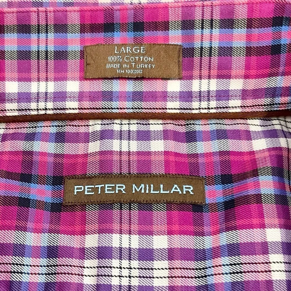 Peter Millar Pink Plaid Long Sleeve Shirt. Large - Picture 5 of 8